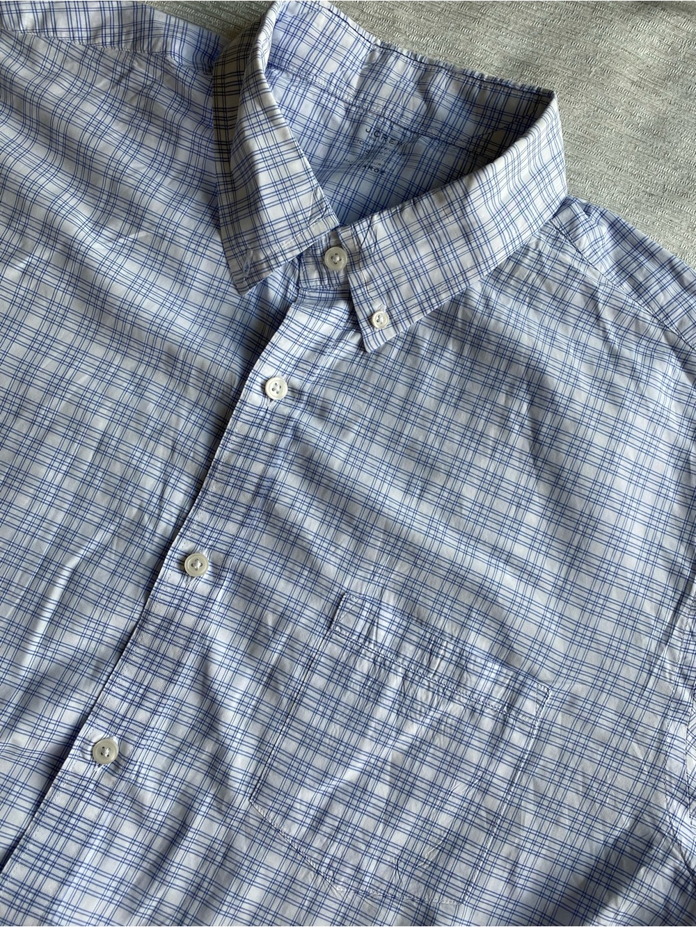 J.Crew Men's Blue White Plaid Button Down Shirt Lightweight Cotton Long Sleeve